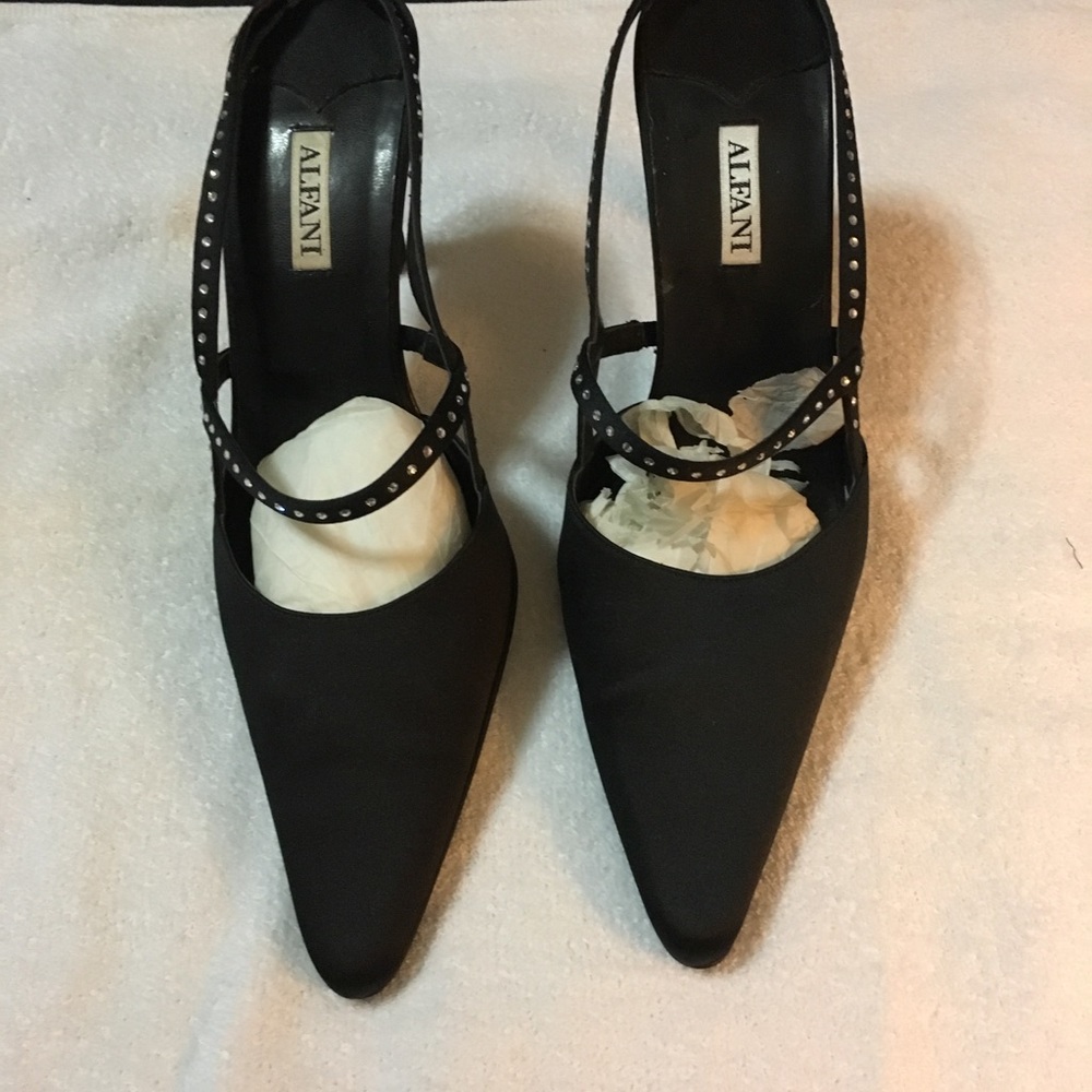Alfani slingback:satin pumps, Sz 9.5M, stud strap